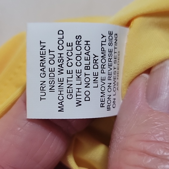 NOTATIONS Yellow Puff Sleeve Rounded Neckline w Metal Feature Size L - Picture 4 of 8